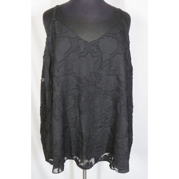 Torrid Black Chiffon Clip Floral Swing Tank -Lined- Plus Size 5X 28 - Picture 8 of 10